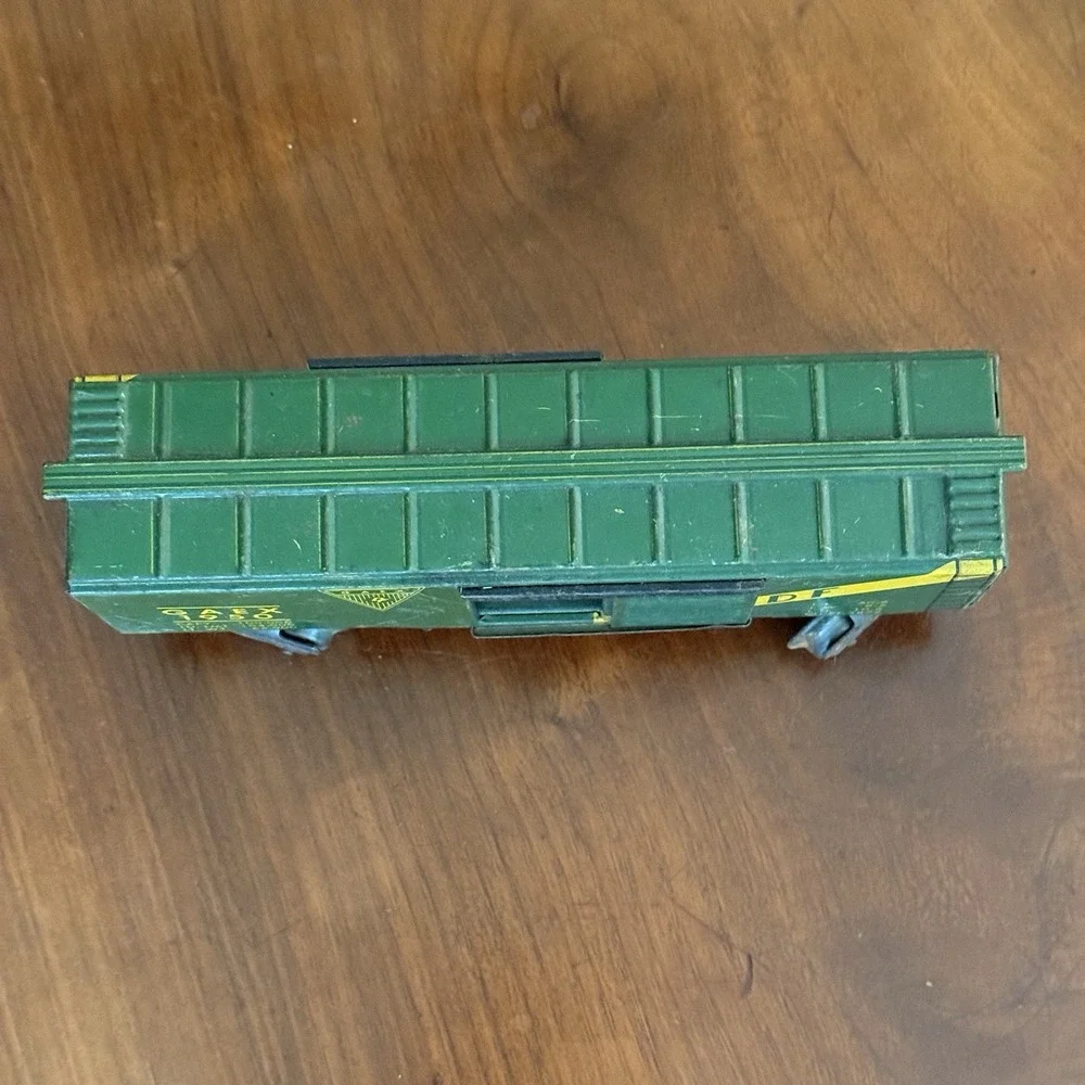 Vintage Marx O Gauge GAEX 1950 Green Tin Litho Boxcar Sliding Door Train Car